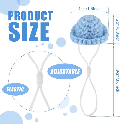 8 Pieces Mini Cute Pet Hat with Adjustable Elastic Chin Strap, Snake Hamster Lizard Guinea Pig Knitted Hat Small Reptile Animal Decoration Supplie...