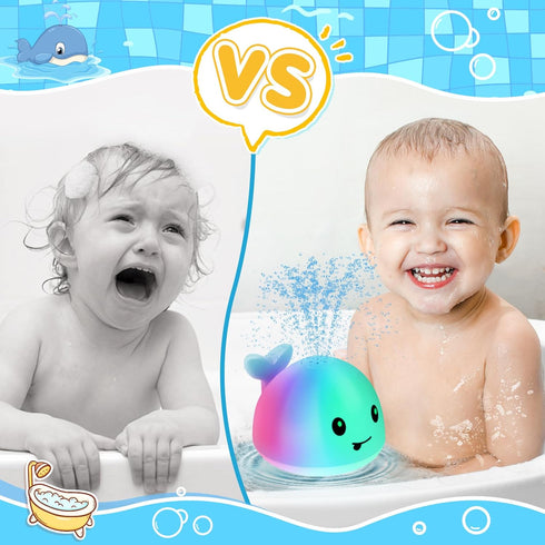 2024 Upgraded Baby Bath Toys, Light up Bath Toys for Kids 1-3 Babies 6-12 12-18 Months, Whale Sprinkler Spray Water Pool Bathtub Toys Toddlers Inf...