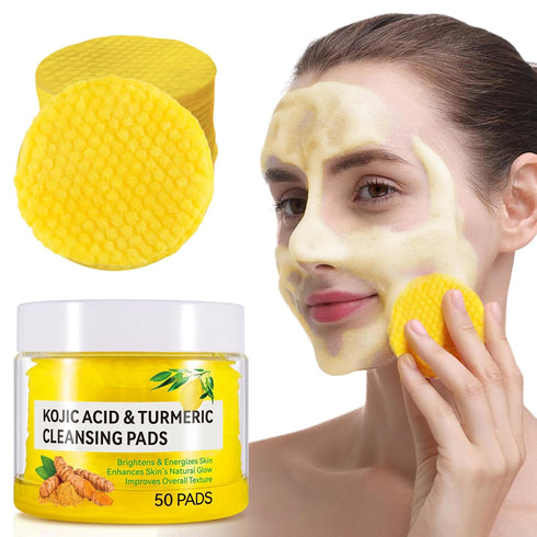 Kojic Acid Turmeric Cleansing Pads, Turmeric Cleansing Exfoliating Pads for Dark Spots, Turmeric Cleansing Pads For Face, Balance Skin Oil And Wat...