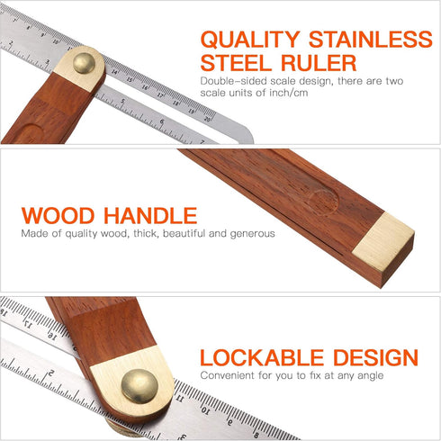 DOITOOL 1PCS 9 Inch Sliding T-Bevel Gauge Woodworking T Bevel Angle Finder with Hardwood Handle and Metric Marks...