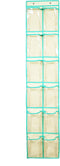 NIMES Hanging Narrow Door Over The Door Shoe Organizer Closet Storage 12 Large Clear Pockets Chart (BEIGE)...