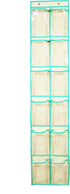 NIMES Hanging Narrow Door Over The Door Shoe Organizer Closet Storage 12 Large Clear Pockets Chart (BEIGE)...