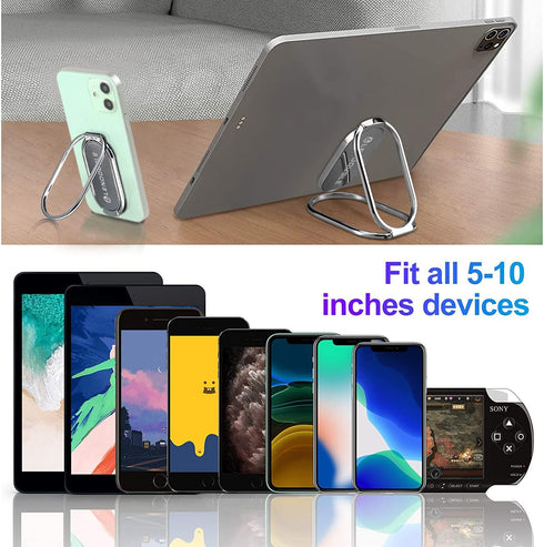 Foldable Cell Phone Stand for Desk, Adjustable Cellphone Ring Holder Finger Kickstand for Office Desktop & Magnetic Car Mount, Rotatable Multi-Ang...
