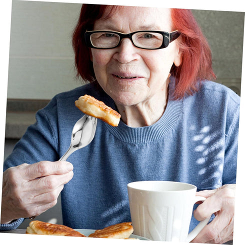 Hemoton 1 Set Elderly Tableware Handicapped Fork Spoon Angled Grip Spoon Hand Spoon Disability People Silverware Elderly Aid Utensils Scoop Cutler...