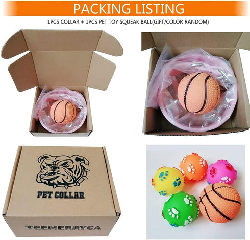 TEEMERRYCA Adjustable Microfiber Leather Spiked Studded Dog Collars with a Squeak Ball Gift for Small Medium Large Pets Like Cats/Pit Bull/Bulldog...