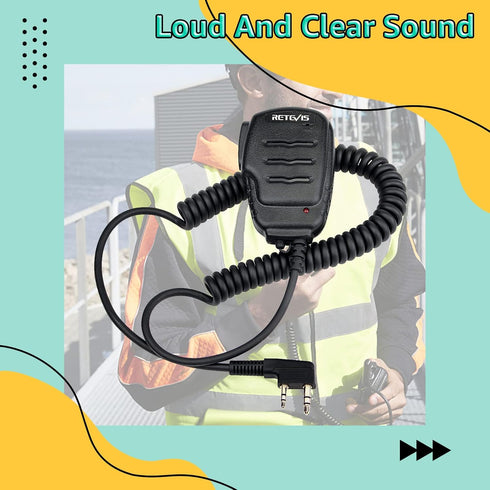 Retevis Walkie Talkies Mic, LED Shoulder Speaker Mic, for Retevis RT22 RT68 H-777 RB26 RT86 RT21, Compatible with Baofeng BF-F8HP UV-82 UV-5R 5RM ...