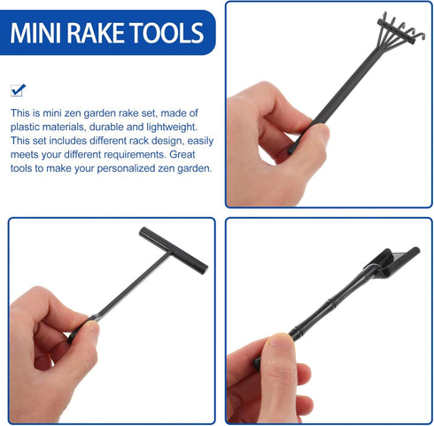 Toyvian Outdoor Decor Outdoor Decor 6 Pieces Mini Zen Garden Kit Black Rake Meditation Sand Zen Garden Tools Rock Sand Garden Tools Accessories fo...