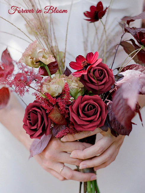 MACTING Artificial Rose Flowers 30PCS Real Touch Fake Flowers with Stem Red Foam Roses for DIY Wedding Bouquet Backdrop Table Centerpieces Arrange...