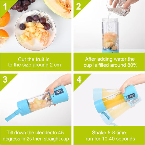 Portable Blender for shakes and smoothies, Cordless Personal Mini 13oz compact Blender Bottle, Travel Electric Juicer Cup, USB Rechargeable Mixer ...