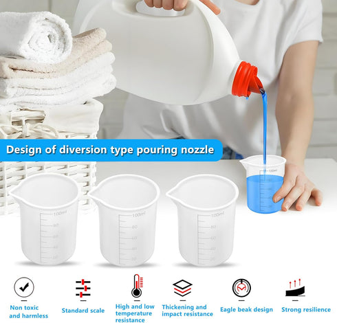 Flexible Laundry Detergent Cup, Silicone Laundry Detergent Measuring Cup Washable Laundry Measuring Cup for Liquid Detergent Reusable Pliable Sili...