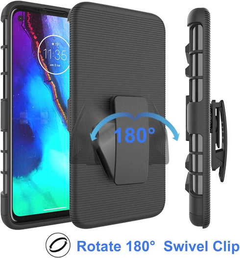 Ailiber Moto G Stylus Holster Case, Motorola G Stylus Screen Protector, Swivel Belt Clip Kickstand Holder Heavy Duty Rugged Fullbody Armor Shell P...