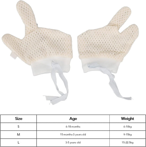 Toddler Finger Guard,Thumb Sucking Stop for Kids,Baby Mittens Mesh Hand Gloves with Drawstring Scratch, Unisex for Infants Newborns Boys Girls(M)...