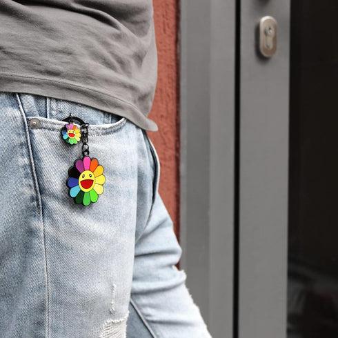 Keychain,Cute keychain,Car key chain,Smile Flower Bag Charms Accessories for women and girl...
