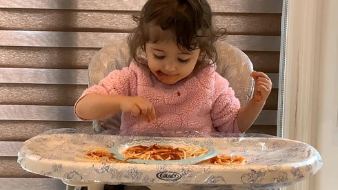 Toddler Table Cover for Regular Sized Highchair – 8Pcs Set Red Characters High Chair Cover Compatible with Standard Trays – Disposable Design –Non...