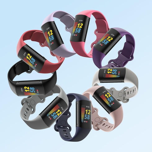 2 Pack Waterproof Bands Compatible with Fitbit Charge 5 / Fitbit Charge 6 for Women Men, Classic Soft Sports Replacement Wristbands for Women Men ...