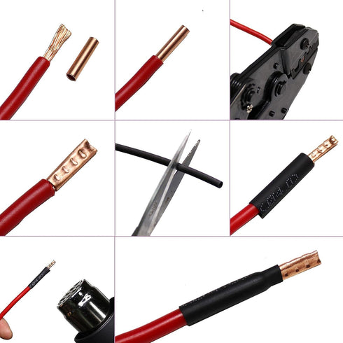 970Pcs Wire Ferrules Kit Tinned Copper Crimp Connector Non Insulated Electrical Cable Pin Cord End Terminal Assortment Kit with 48Pcs Heat Shrink ...