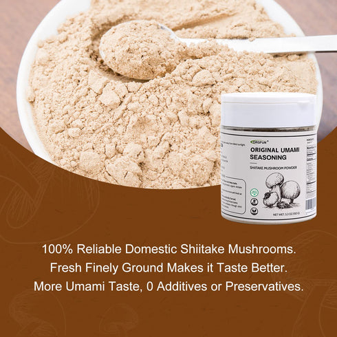 ORGFUN Original Shiitake Mushrooms Powder, Natural Umami Seasoning, Mushroom Powder for Cooking, 5.3 Oz...