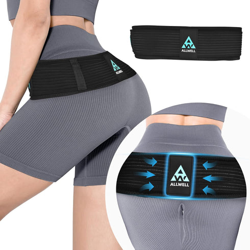ALLWELL Sacroiliac Si Belt for Women and Men, Sciatica Ease, 3 IN 1 Back Brace for lower Back Support, Pelvis Lumbar Hip Pain Relief...