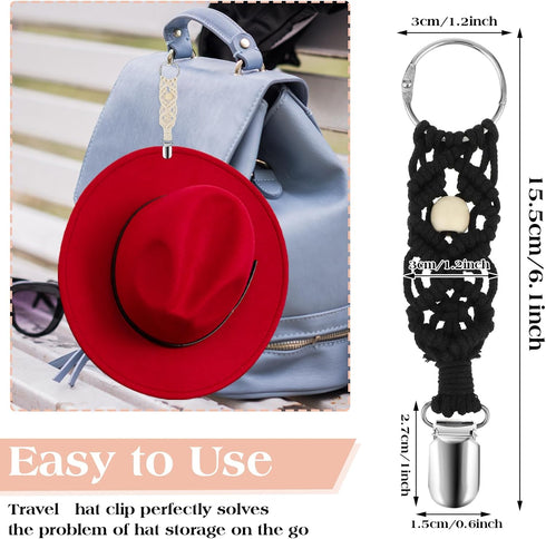 3 Pcs Hat Clip for Travel on Bag, Knitting Hat Holder Cap Clip for Bag Multifunctional Duckbill Hat Clip for Travel on Bag, Women's Travel Accesso...