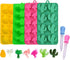 KRLIFCSL Candy Molds Ice Cube Trays Chocolate Molds, Silicone Molds Including Cactus, Flamingo, Coconut Tree & Pineapple for Making Ice, Jelly, Ch...