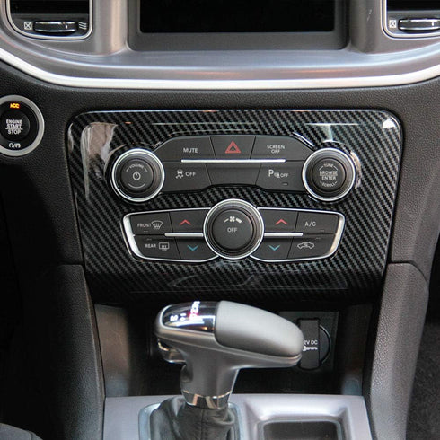 crosselec Carbon Fiber Central control Air conditioning A/C panel cover tirm for Dodge Charger 2015+ (black)...
