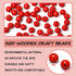 200 Red Wood Beads 14mm Round Dyed Wooden Loose Beads for Farmhouse Garland Making Wall Hanging Decor Christmas Ornaments (3mm Hole)...