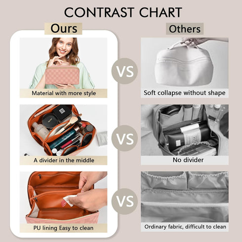 MIYCOO Makeup Bag, Large Capacity Travel Cosmetic Bag for Women, Waterproof Travel Makeup Bag Organizer, Open Flat Toiletry Bag, Portable Pouch wi...