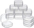 SATINIOR 12 Pack Clear Plastic Beads Storage Containers Box with Hinged Lid for Beads and More (1.38 x 1.38 x 0.71 Inch)...