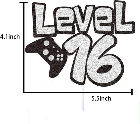 Level 16th Game Birthday Cake Topper, Video Game Boy's 16 Birthday Level Up Party Decoration Supplies...