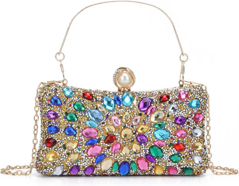 Lanpet Women Clutches Multicolor Crystal Rhinestone Evening Handbag Chain Strap Shoulder Bag...