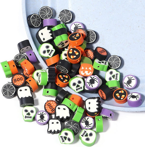 100 Pcs Halloween Polymer Clay Beads Heishi Spacer Beads Supplies for DIY Bracelet Earring Necklace Jewelry Making...