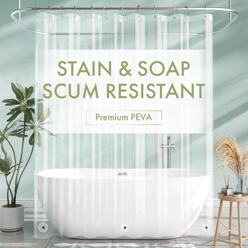 AmazerBath Shower Curtain Liner, 72x72 Clear Shower Curtain Liner, Waterproof Plastic Shower Liner, Cute Lightweight PEVA Shower Curtain for Bathr...