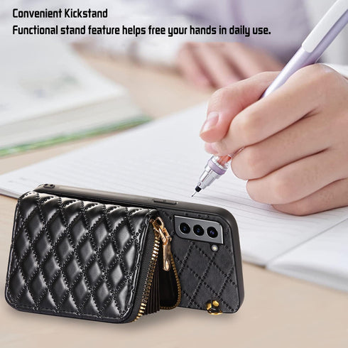 Furiet Detachable Crossbody Strap Wallet Case for Samsung Galaxy S21 Plus S21+ 5G Zipper Purse, Multi Card Slots and PU Leather Stand Cell Phone C...