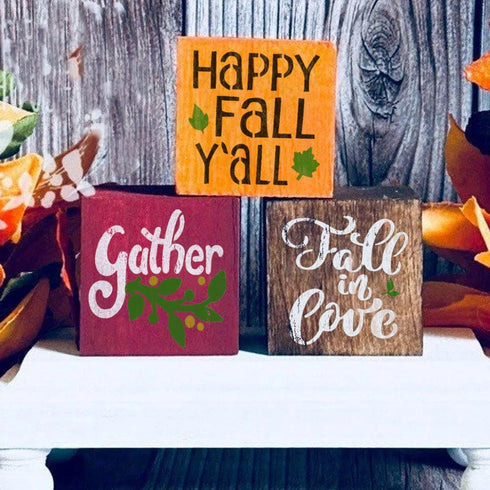 24 Pc Fall Stencils for Painting on Wood 3 inch - Holiday and Fall Stencils for Crafts Reusable for DIY Decoration Ornaments Cards Signs Fabric Wi...