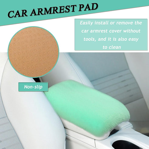 1 Set 8 Pieces Fluffy Steering Wheel Cover for Women, ZXGHIJJ Short Plush Fluffy Car Accessories Set Anti-Slip Car Steering Wheel Cover Furry Auto...