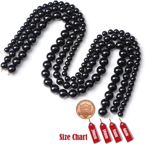 8mm 100pcs Natural Black Onyx Gemstone Round Loose Beads for Jewelry Making with Crystal Stretch Cord...