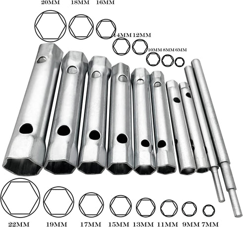 10Pcs Dual-Ended Wrench Set, 6-22mm Socket, Steel, Versatile Plumbers Wrench Set...