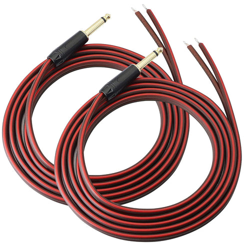 1/4 TS Plug to Bare Speaker Wire Audio Cable to 6.35mm Male Mono Adapter Replacement Open End (3feet*2)...