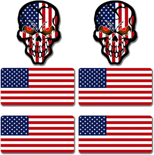 6pcs Reflective American Flag Hard Hat Stickers, Red Ops Decals for Tactical Gear, Patriotic USA Skull Flags Toolbox Helmet Labels...