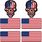 6pcs Reflective American Flag Hard Hat Stickers, Red Ops Decals for Tactical Gear, Patriotic USA Skull Flags Toolbox Helmet Labels...