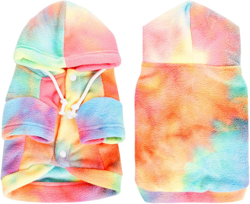Tie Dye Dog Hoodie Dog Cold Weather Coats Soft Fleece Puppy Sweatshirts Dog Warm Jacket Pet Dog Clothes Winter Dog Outfits for Small Puppy Cat Pet...