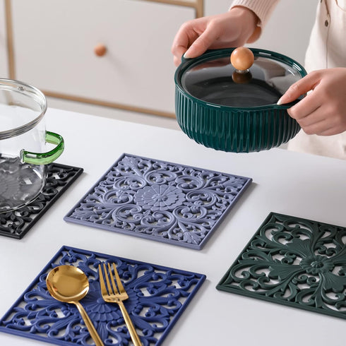 Smithcraft Silicone Trivets for Hot Pots and Pans & Dishes, Square Hot Pads for Kitchen Counter, Multi Function Silicone Trivet Mat, Durable Silic...