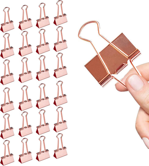 Large Rose Gold Binder Clips 1.6 inch 24 pcs, Capacity 0.66 Inch 41 mm fold clips, Large Binder Clips, Paper Binder Clips, Large Paper Clips, Offi...