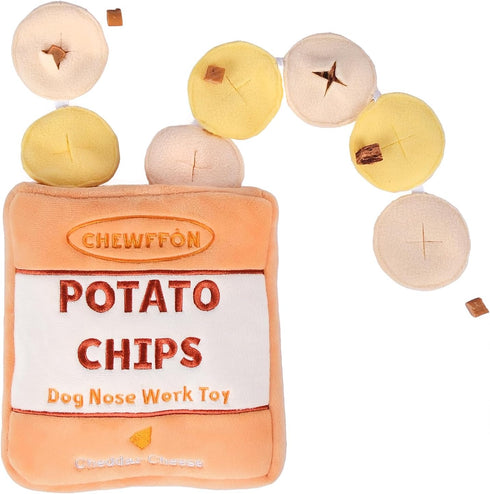 Interactive Dog Toys, Enrichment Snuffle Crinkle Treat Puzzle Toys for Boredom and Stimulating, Nose Work Potato Chips Dog Toy for Small, Medium a...