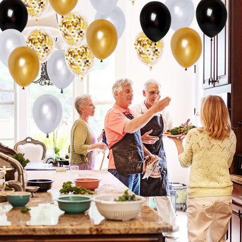 Black and Gold 30th Birthday Decorations Banner Balloon, Number Foil 30 Balloon, 30 Years Old Birthday Decoration Supplies...