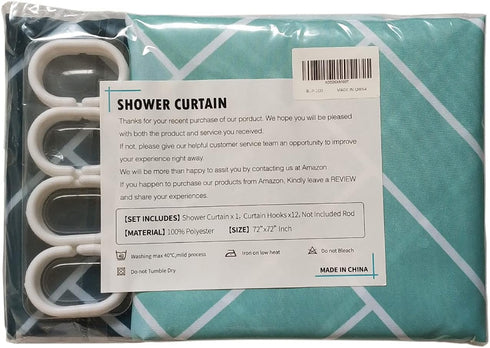 MORNITE Teal Light Blue White Shower Curtains for Bathroom Guest, Polyester Fabric Set 12 Hooks Rings,Aqua Ombre 72"x72"Inch...