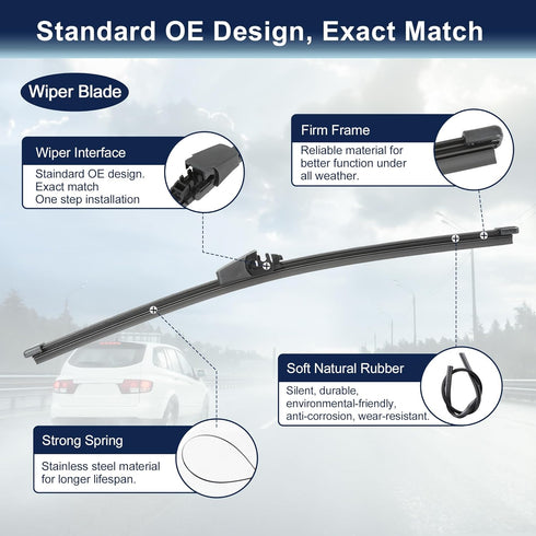 X AUTOHAUX Rear Windshield Wiper Blade Arm Set for VW Golf MK4 1997-2003 - 330mm 13inch...