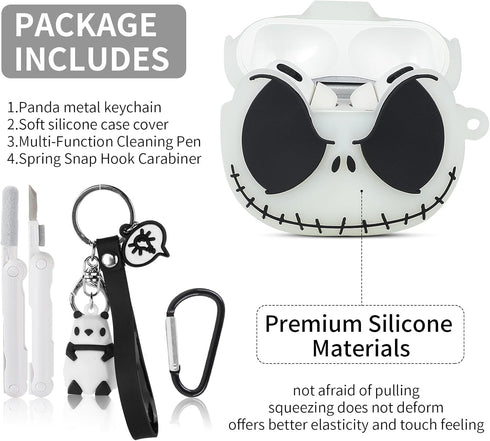 Compatible with Apple AirPods Pro 2nd/1st Generation Case Cover with Cleaner kit and Cute Keychain, Glow in The Dark Funny Anime Cool Soft Silicon...