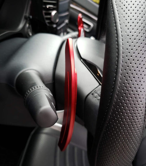 iJDMTOY Sports Red CNC Billet Aluminum Large Paddle Extensions Compatible With Mitsubishi 2008-2016 Lancer Evolution Evo X 10 Outlander, etc...