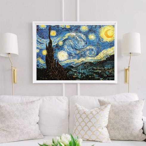 1000 Pieces Jigsaw Puzzles Adults The Smallest Size Starry Night Puzzles Difficult Famous Painting Thicker Paper Puzzle for Adult(Size 42.5X 30cm)...
